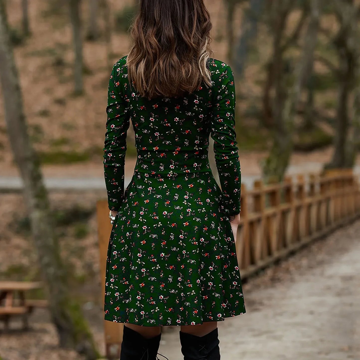Damen- Kleid- Vintage Blumendruck- Baumwolle- Sommer