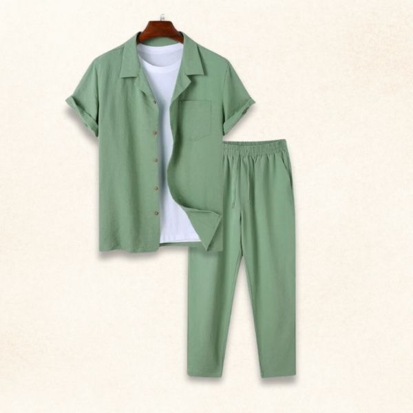 Vintage Kurzarm-Hose mit Kordelzug Sommer-Set für Männer
