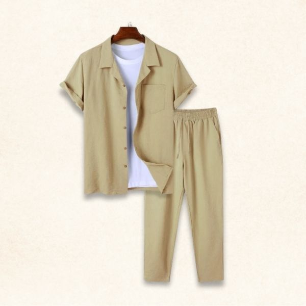 Vintage Kurzarm-Hose mit Kordelzug Sommer-Set für Männer
