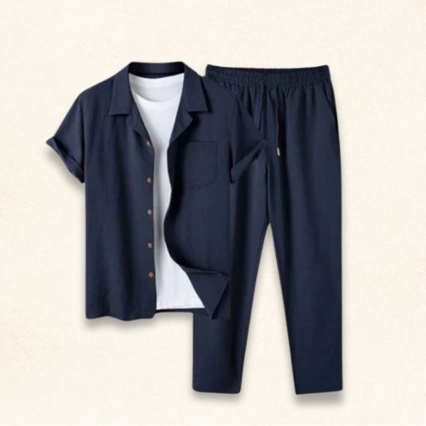 Vintage Kurzarm-Hose mit Kordelzug Sommer-Set für Männer