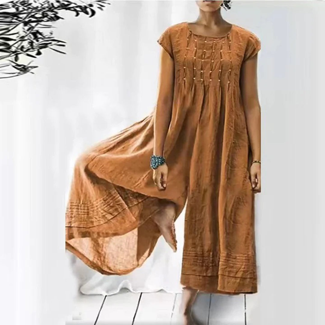 Leichter Jumpsuit mit weitem Bein in Uni-Farbe
