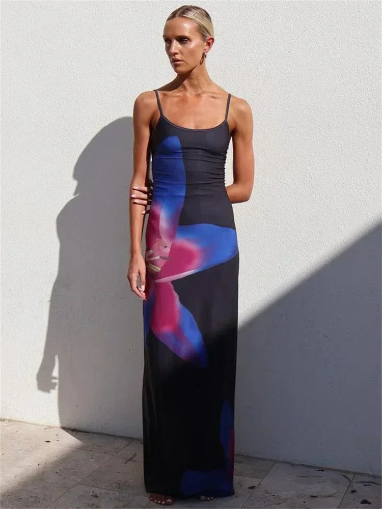 Sommerkleid mit Spaghetti-Trägern und Blumenmuster