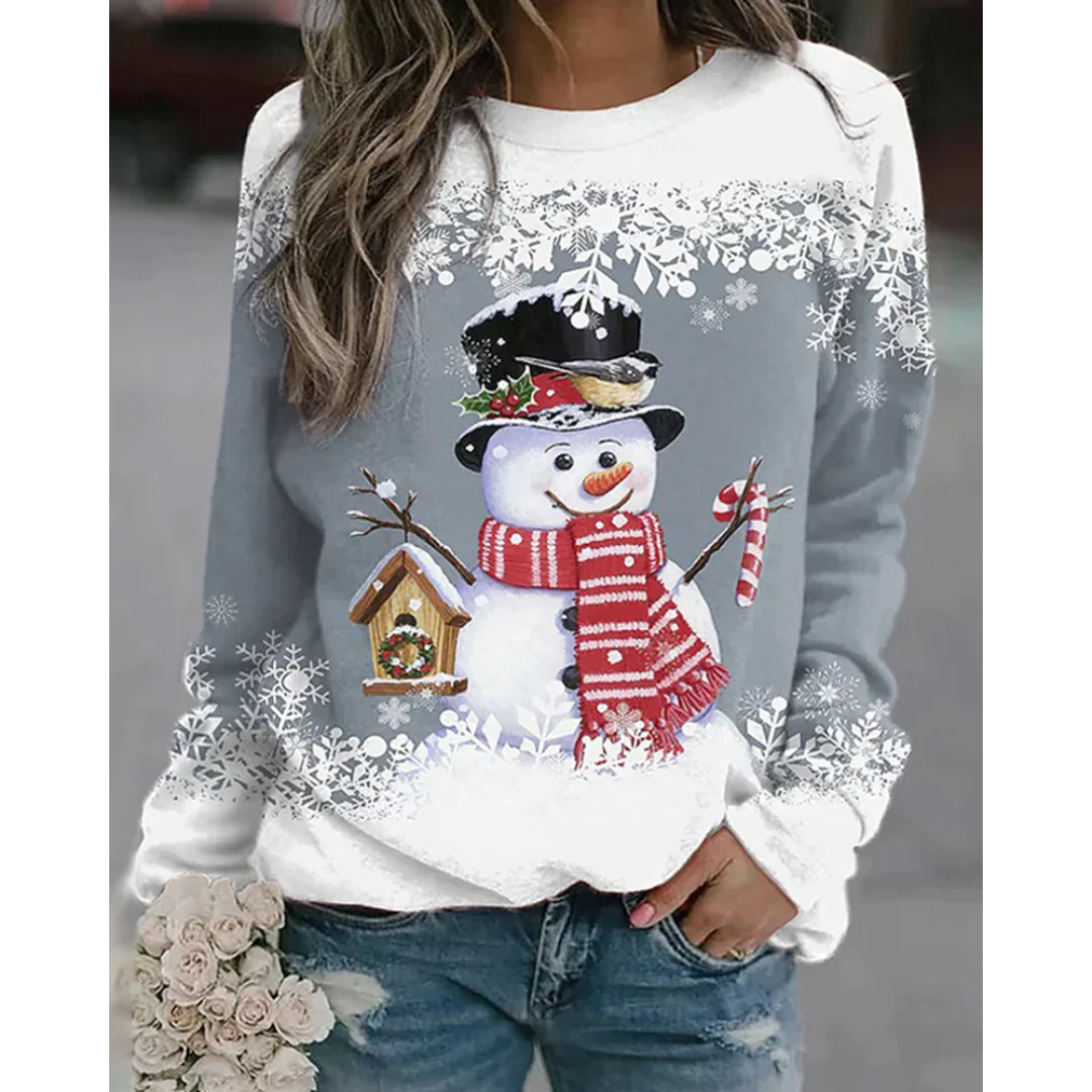 Frauen - Kapuzenpulli - Weihnachten 3D Schneemann Druck - Lange Ärmel - Winter