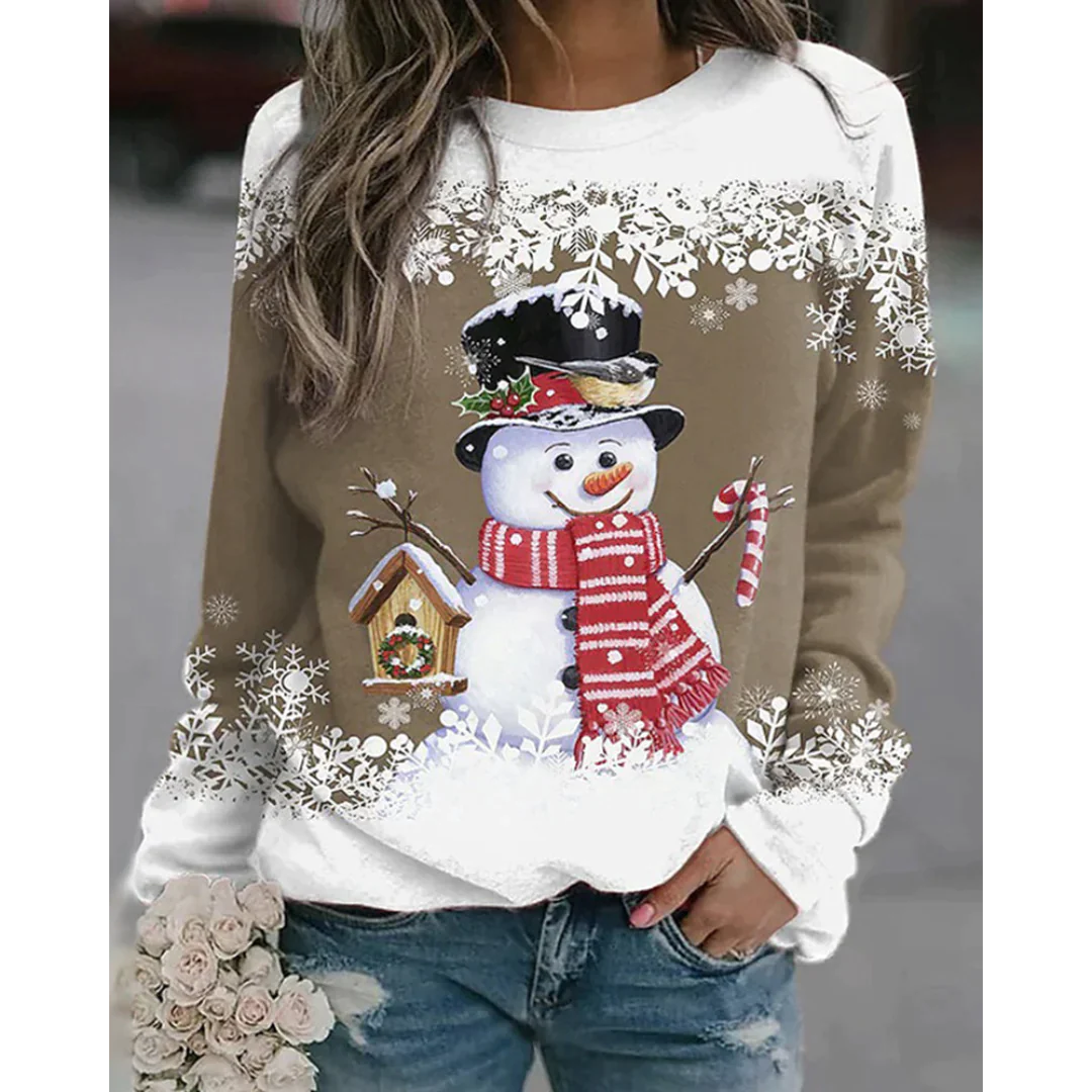 Frauen - Kapuzenpulli - Weihnachten 3D Schneemann Druck - Lange Ärmel - Winter