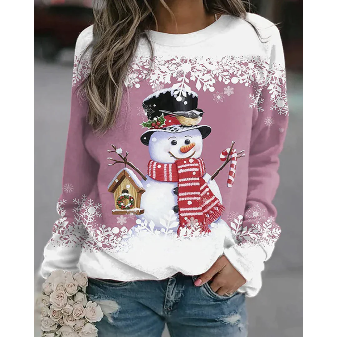 Frauen - Kapuzenpulli - Weihnachten 3D Schneemann Druck - Lange Ärmel - Winter