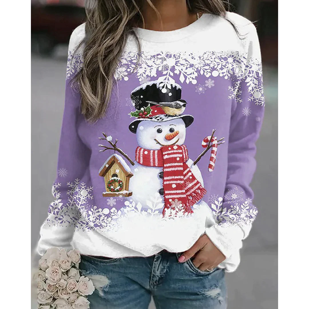 Frauen - Kapuzenpulli - Weihnachten 3D Schneemann Druck - Lange Ärmel - Winter