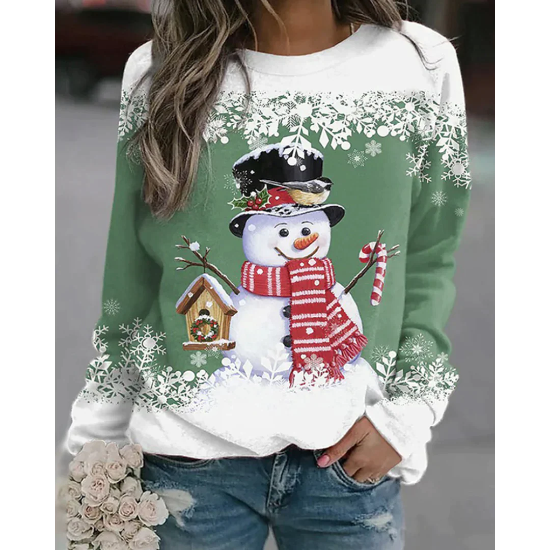 Frauen - Kapuzenpulli - Weihnachten 3D Schneemann Druck - Lange Ärmel - Winter