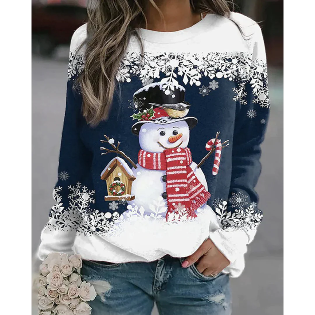 Frauen - Kapuzenpulli - Weihnachten 3D Schneemann Druck - Lange Ärmel - Winter