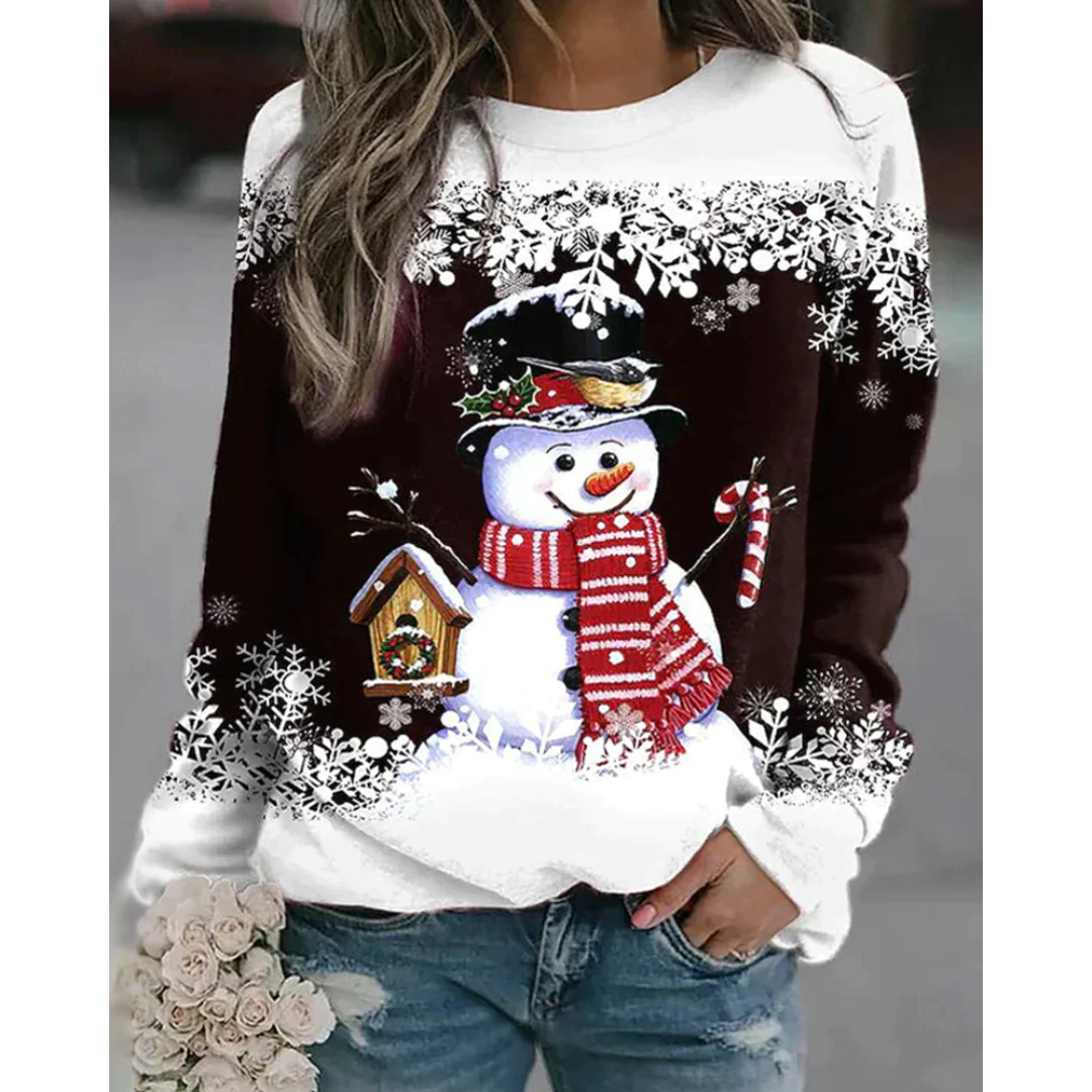 Frauen - Kapuzenpulli - Weihnachten 3D Schneemann Druck - Lange Ärmel - Winter