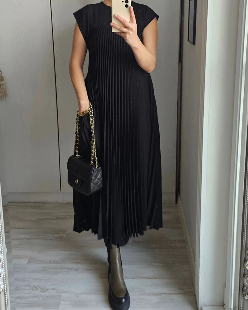 Camilla™️ Ärmelloses plissiertes einfaches einfarbiges Kleid