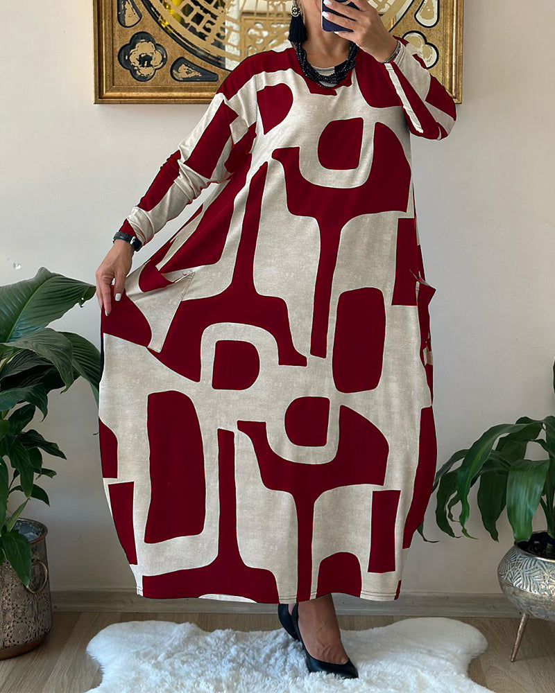 Viktoria, langärmeliges Kleid, bedruckt, weiß