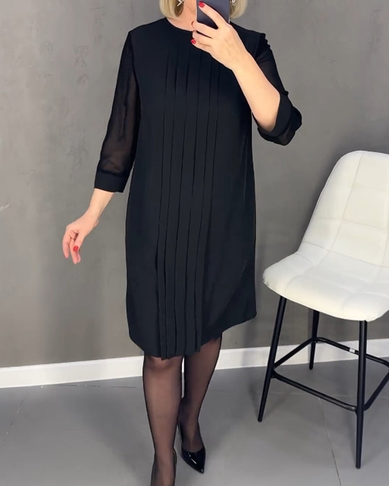 Hanna™ Plisseekleid aus unifarbenem Patchwork-Mesh