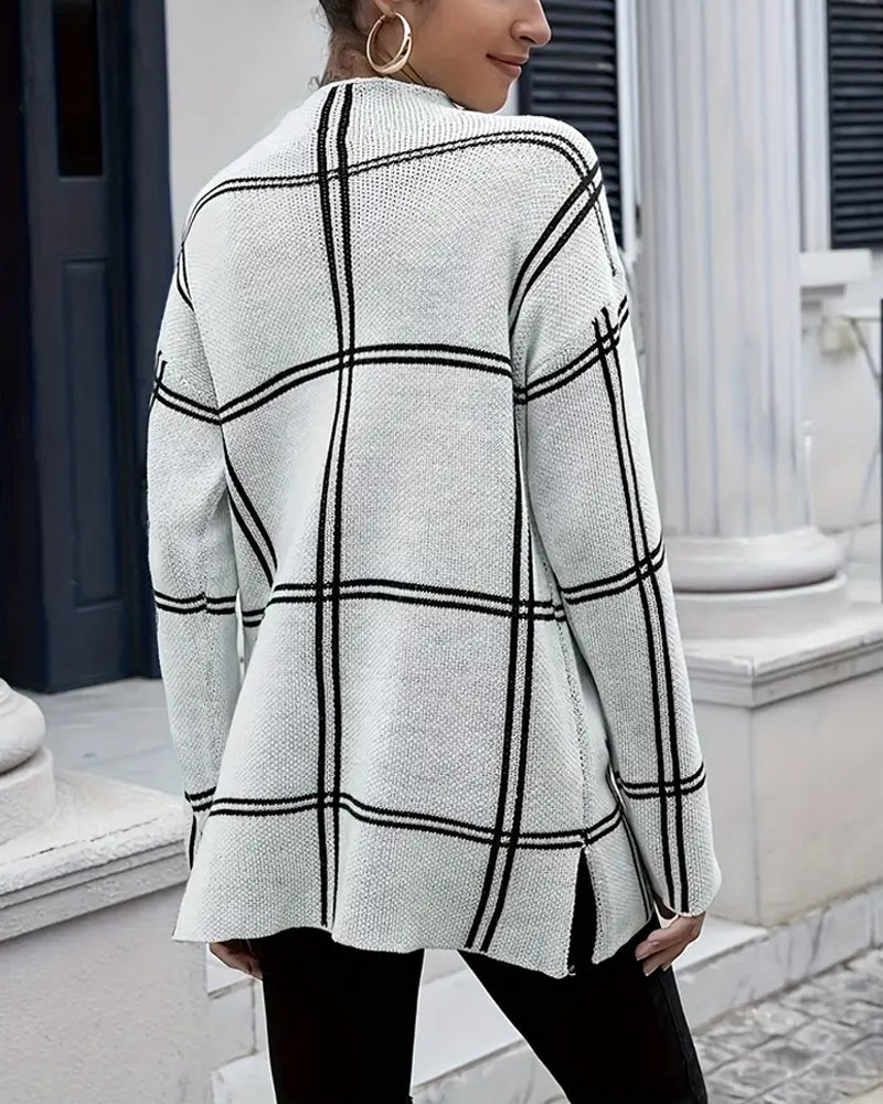 Damen - Pulloverkleid - Slim Fit Gitterstrick - Winter