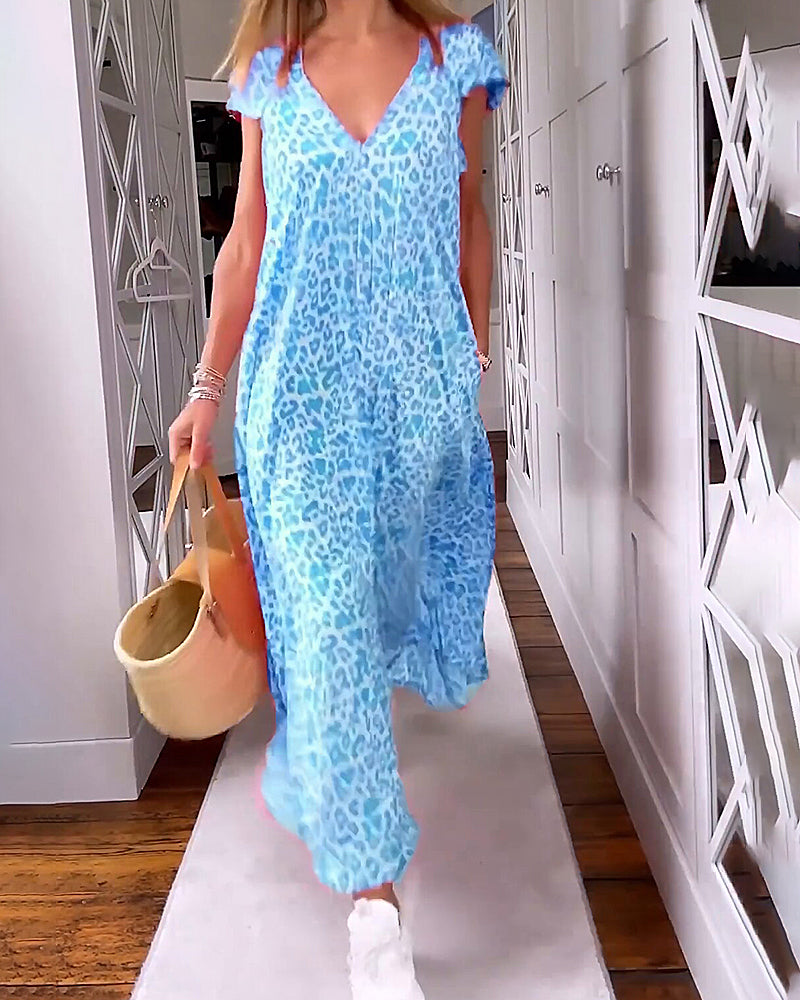 Langes Damenkleid mit Animal-Print für sommerliche Gemütlichkeit