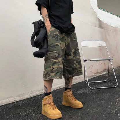 Karl Loose Street Camouflage Weites Bein Vielseitig Unterhalb des Knies Shorts