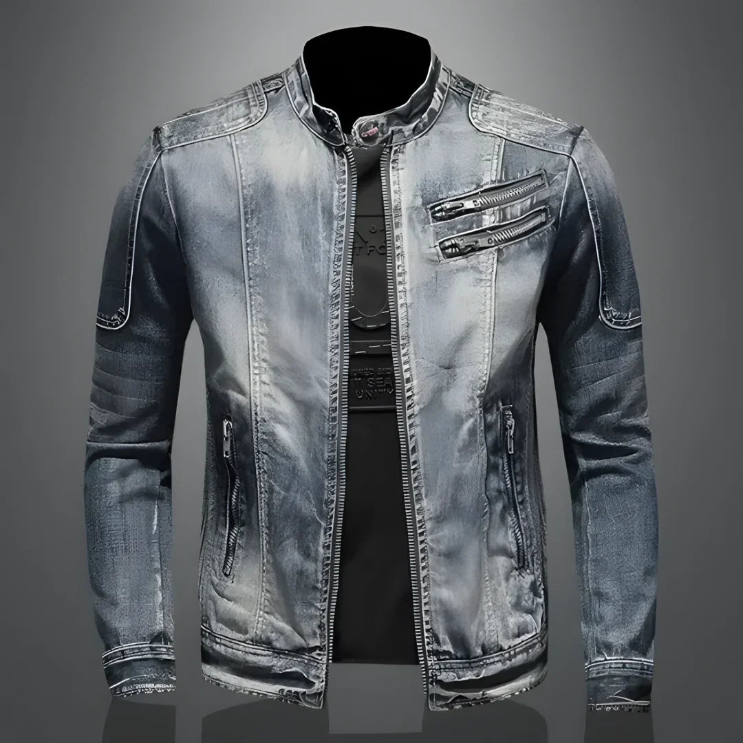 Männer - Jacke - Vintage Denim - Stehkragen Lose Bomber - Winter