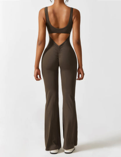 FLO | V-BACK FLARED JUMPSUIT - Flozina