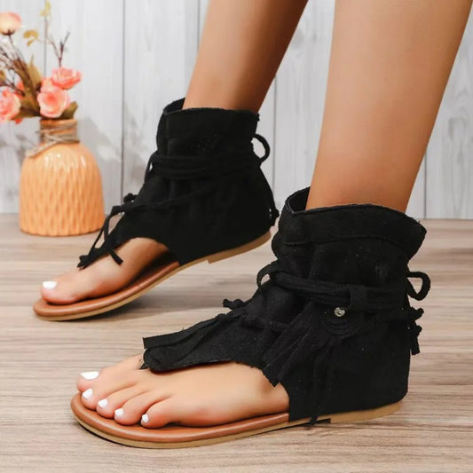 Damen-Sandalen-Retro-Tassel-Flip-Flops-Gummi-Sommer