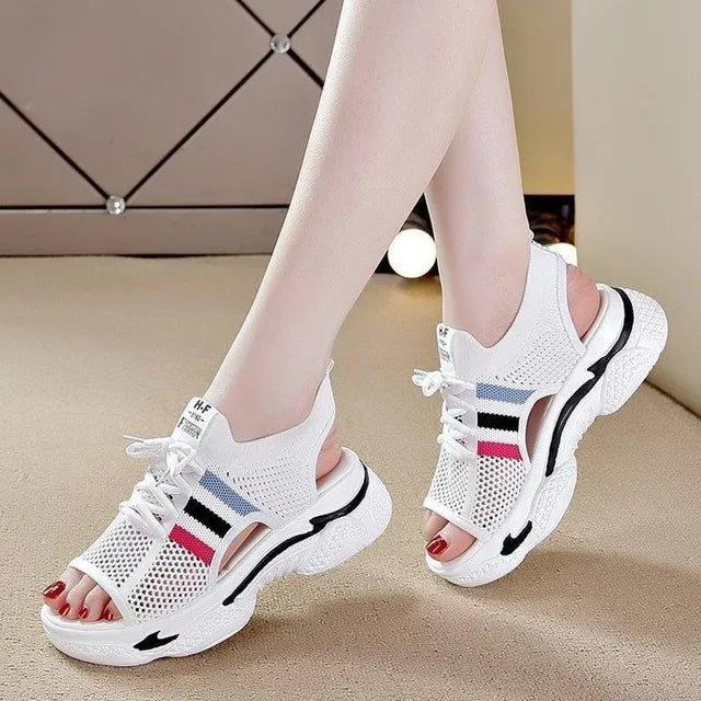 Damen- Sandalen- sportlicher Look- offene Spitze- Mesh- Sommer