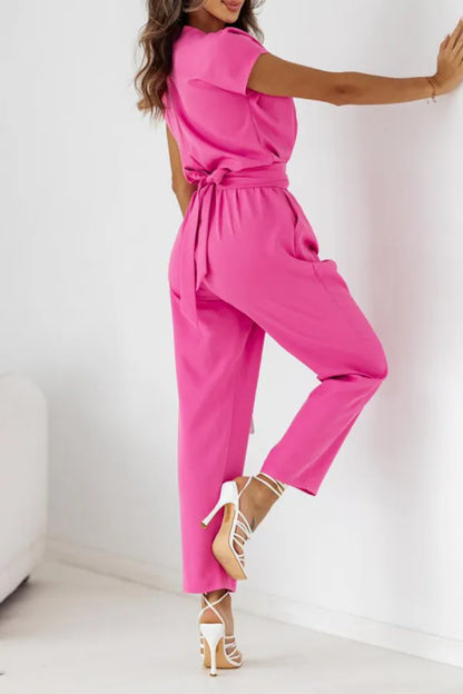 Eleganter V-Ausschnitt mit Gürtel Design Jumpsuit ideal für Party