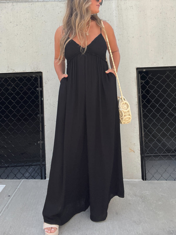 Locker schlichter Jumpsuit mit einfarbigem Stil