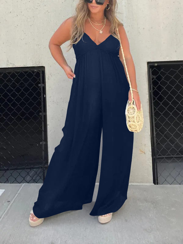 Locker schlichter Jumpsuit mit einfarbigem Stil