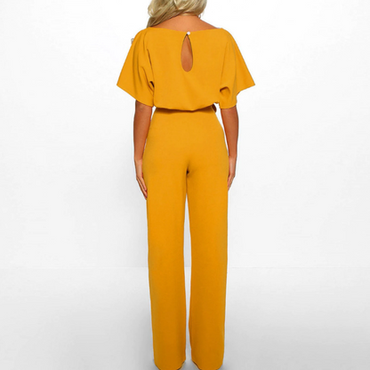 Modischer einfarbiger Jumpsuit mit Knotengürtel