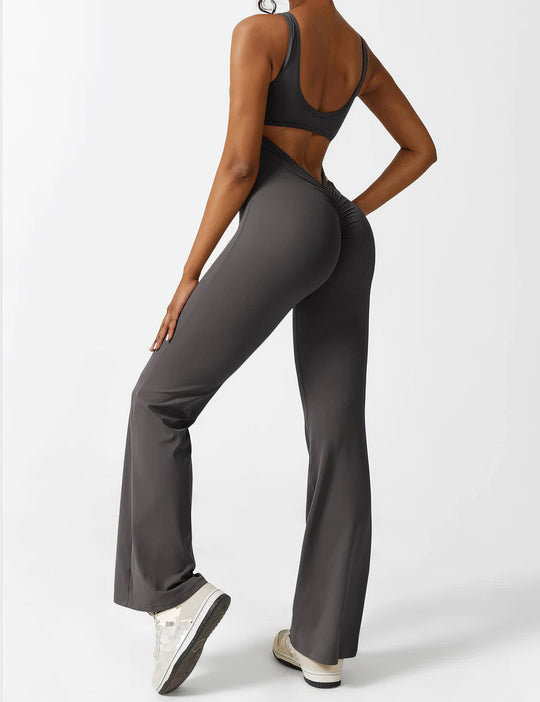 FLO | V-BACK FLARED JUMPSUIT - Flozina