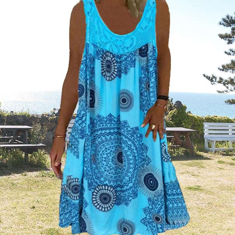 Ärmelloses Kleid mit O-Ausschnitt für den Sommer