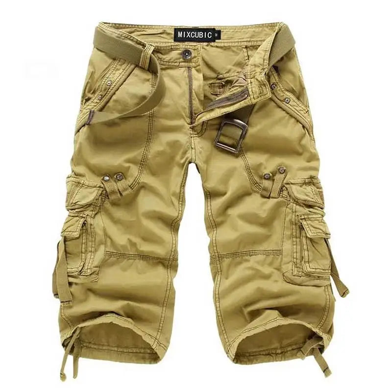 Clavio Wadenlange Unifarbene Multi-Pocket Herren Shorts
