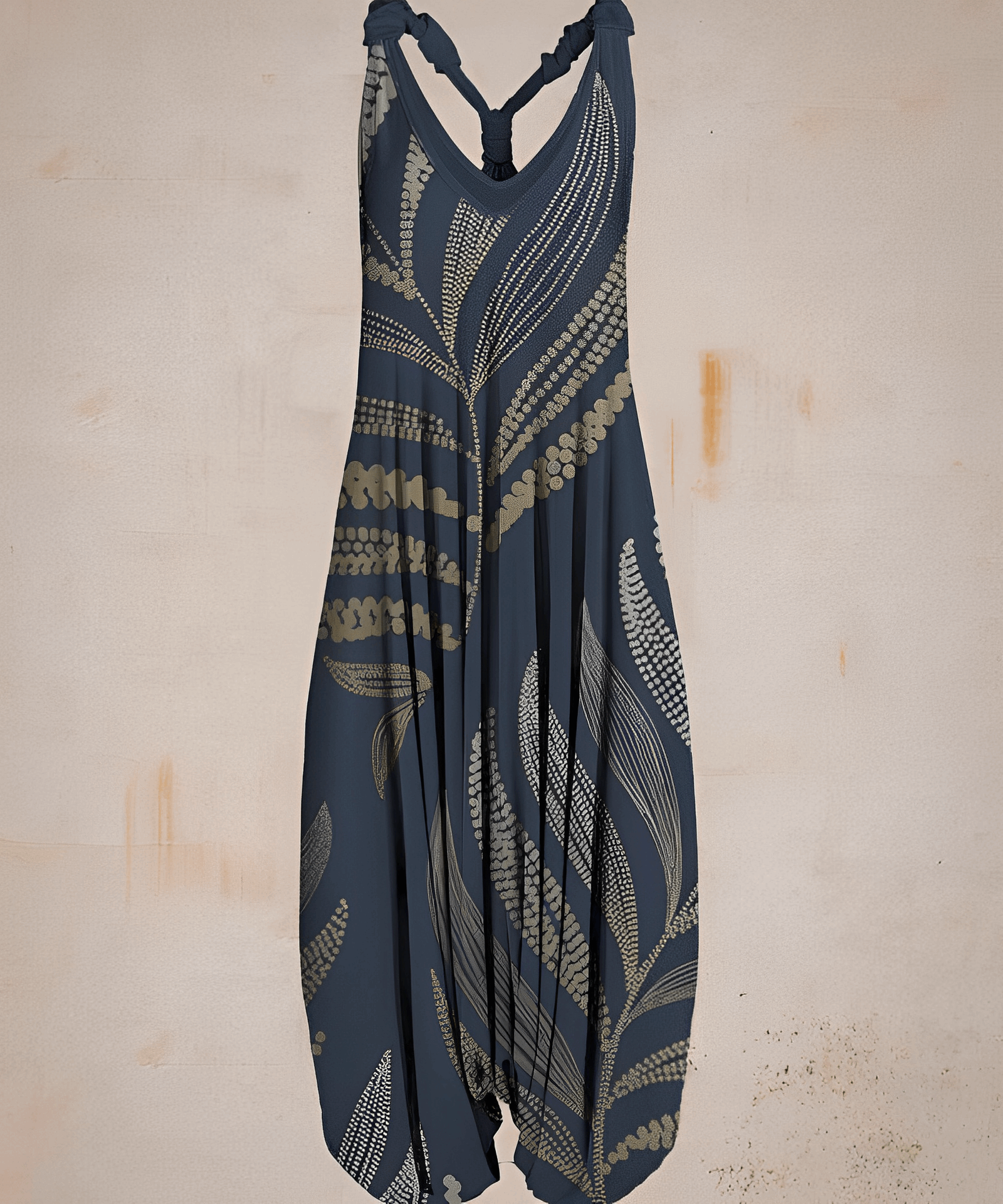 Bequemer ärmelloser Bohème-Jumpsuit mit Druckmotiv