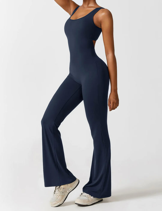 FLO | V-BACK FLARED JUMPSUIT - Flozina