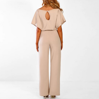 Modischer einfarbiger Jumpsuit mit Knotengürtel