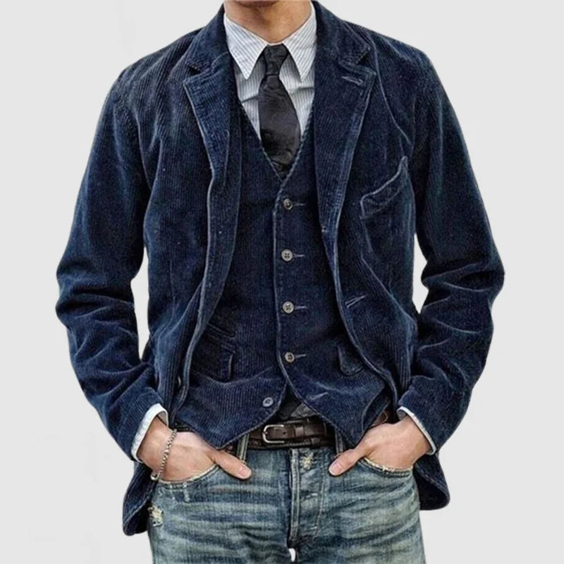 Männer - Anzugmantel - Slim Fit Cord - Knopf - Frühling Herbst