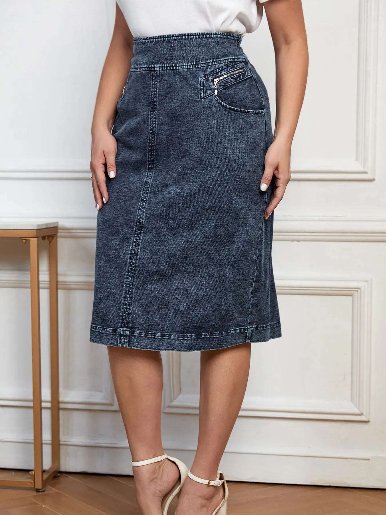 Bodycon stylischer blauer langer Denim Sommer Rock