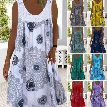 Ärmelloses Kleid mit O-Ausschnitt für den Sommer