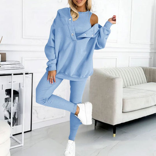 Stylisches Uni-Set mit Kapuzenpullover