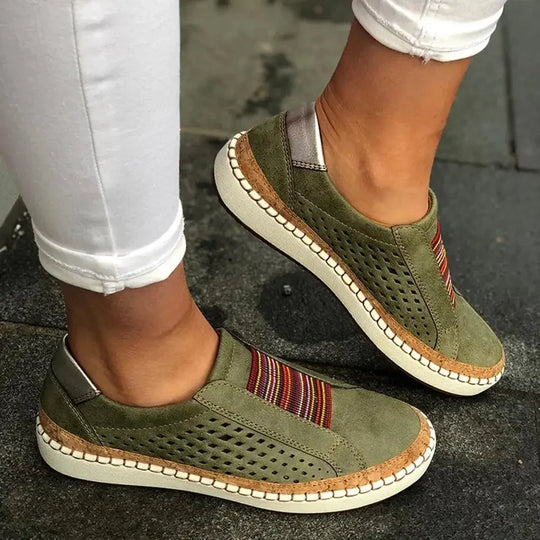 Damen-Schuhe- mit Streifenmuster- Gummi- Sommer