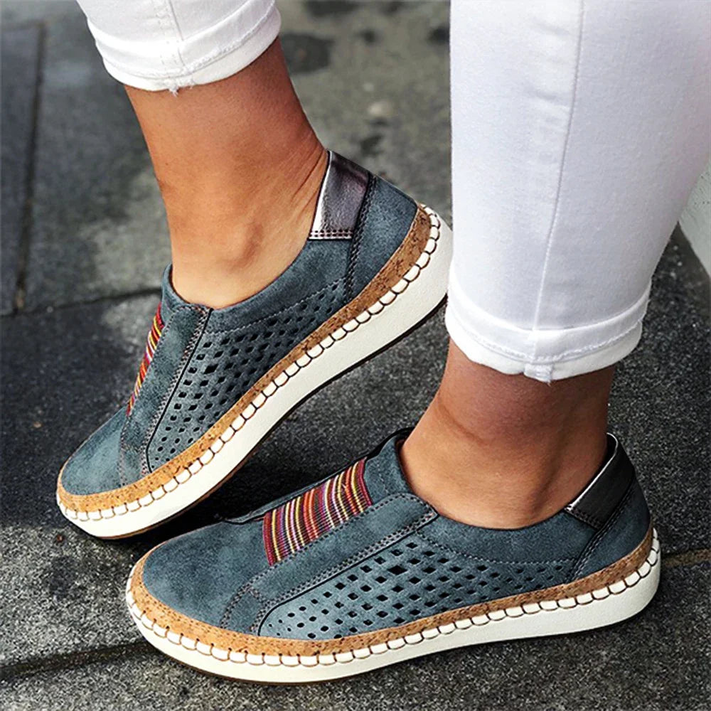 Damen-Schuhe- mit Streifenmuster- Gummi- Sommer