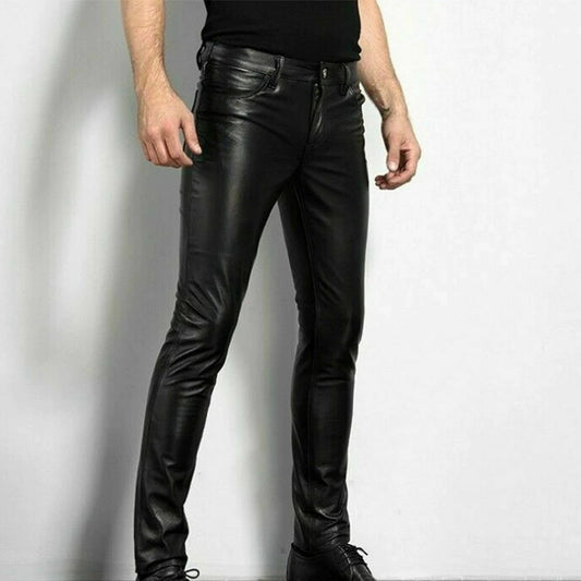 Skinny schwarze Kunstlederhose