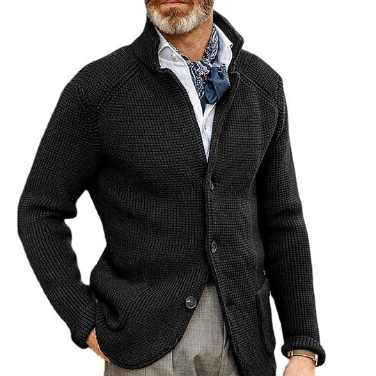 Männer - Stehkragen Mantel - Langarm solide Jacke - Warm Casual Cardigan - Winter