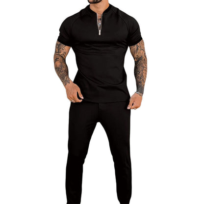 Slim Fit einfarbig Set mit Reißverschluss