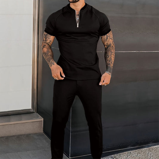 Slim Fit einfarbig Set mit Reißverschluss