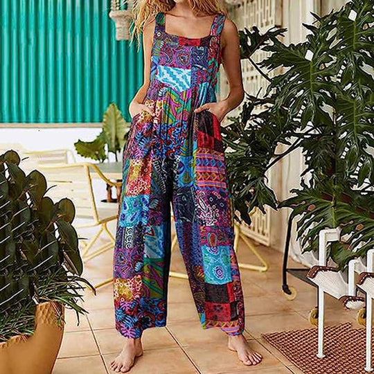 Bohème farbenfrohen Druck Jumpsuit ideal für den Sommer vibe