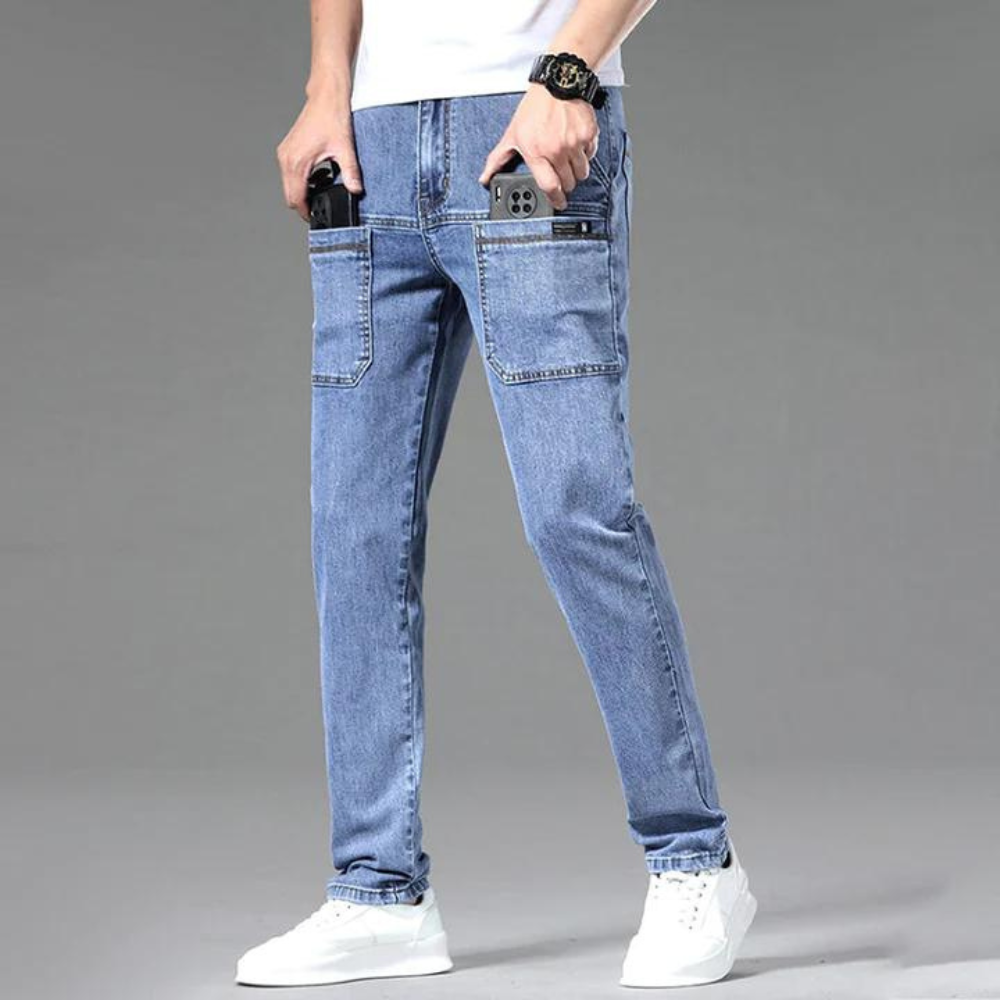 Multi Pocket Gerade geschnittene Jeans
