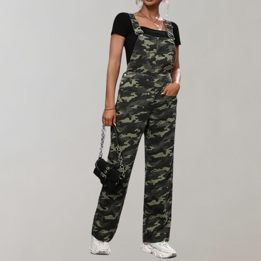 Modischer Jumpsuit für Frauen mit Camouflage-Print