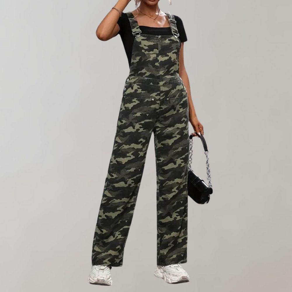 Modischer Jumpsuit für Frauen mit Camouflage-Print