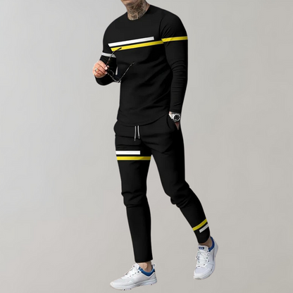 Schwarzes Slim Fit Trainingsanzug Set