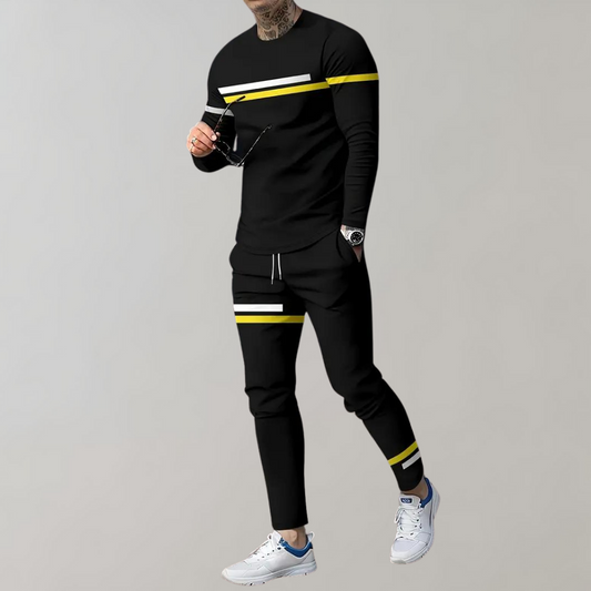 Schwarzes Slim Fit Trainingsanzug Set