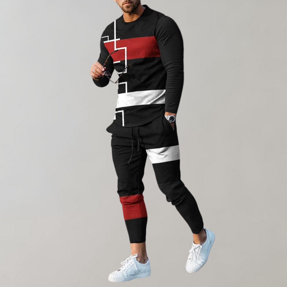 Streetwear taillierter Trainingsanzug mit mehrfach bedrucktem Design-Set